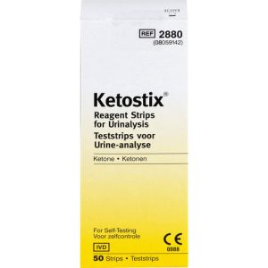 Ketostix ketone test strips for urine analysis, 50 test strips