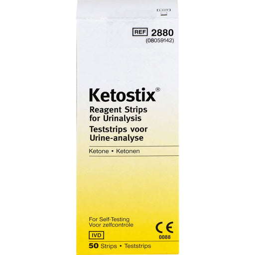 Ketostix ketone test strips for urine analysis, 50 test strips