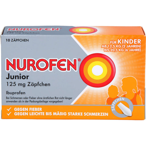 Nurofen Junior 125 mg suppositories for fever and pain from 2 years, 10 suppositories