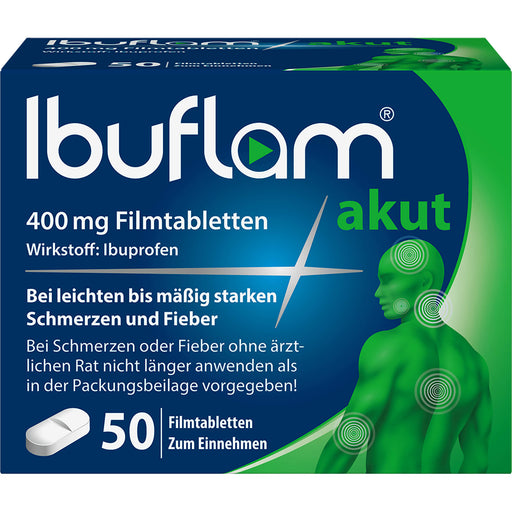 Ibuflam acute 400 mg film-coated tablets for pain and fever, 50 tablets